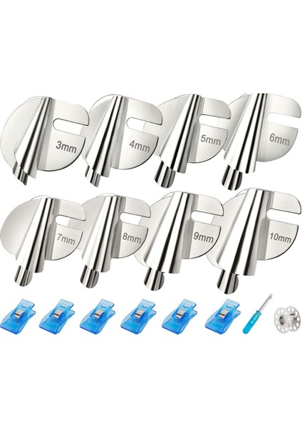 Dikiş Rulo Etek Ayağı Seti 8 Beden 3-10MM Geniş Rulo Etek Ayağı (Yurt Dışından)