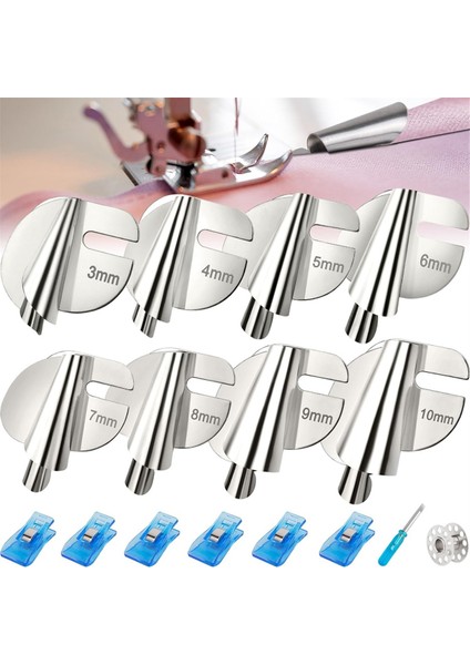 Dikiş Rulo Etek Ayağı Seti 8 Beden 3-10MM Geniş Rulo Etek Ayağı (Yurt Dışından) fiyatları