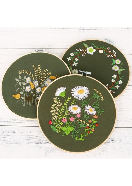 Yeni Başlayanlar Için 4 Set El Nakışı Seti Çiçek Kasnak ve Aletler Dahil (Yurt Dışından) fiyatları