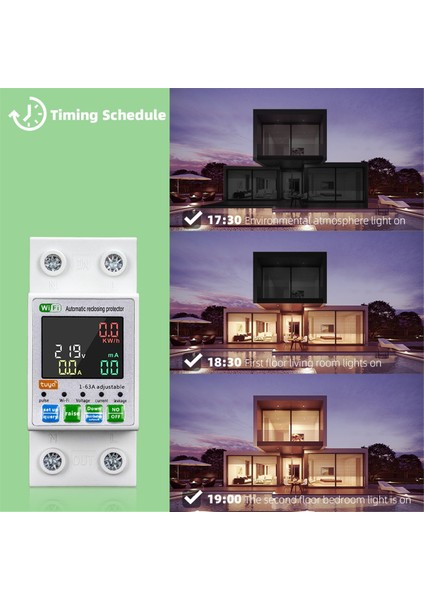 Tuya Zigbee/wifi Otomatik Tekrar Kapanma Koruyucu Akım Gerilim Ölçer LCD Ekranlı Anahtar Güç Ölçer Devre Kesici (Yurt Dışından) modelleri