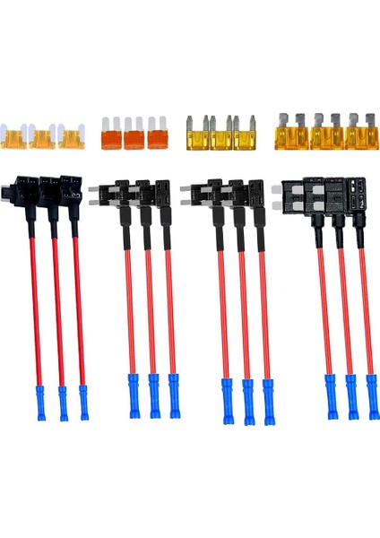 4 Tip 12V Devre Ekleme Adaptörü ve Sigorta Kiti, Mıcro2 Mini Atc Ats Düşük Profilli Musluk Adaptörlü Sigorta Tapası Sigorta Tutucu (Yurt Dışından)