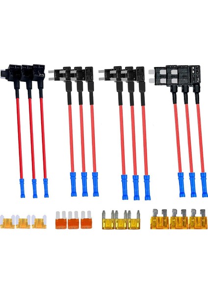 4 Tip 12V Devre Ekleme Adaptörü ve Sigorta Kiti, Mıcro2 Mini Atc Ats Düşük Profilli Musluk Adaptörlü Sigorta Tapası Sigorta Tutucu (Yurt Dışından)