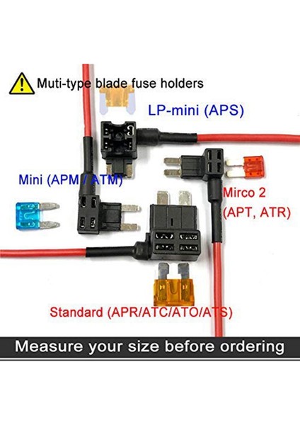 4 Tip 12V Devre Ekleme Adaptörü ve Sigorta Kiti, Mıcro2 Mini Atc Ats Düşük Profilli Musluk Adaptörlü Sigorta Tapası Sigorta Tutucu (Yurt Dışından)