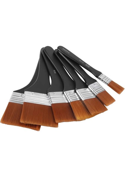 7 Parça Boya Fırçası Sapı Seti Naylon Boya Fırçaları Düz Tahta Fırçaları (Yurt Dışından)