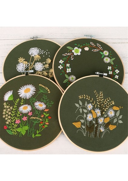 Yeni Başlayanlar Için 4 Set El Nakışı Seti Çiçek Kasnak ve Aletler Dahil (Yurt Dışından) modelleri