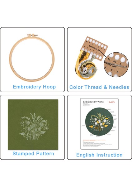 Yeni Başlayanlar Için 4 Set El Nakışı Seti Çiçek Kasnak ve Aletler Dahil (Yurt Dışından) indirimleri