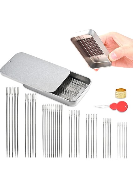 40 Adet Dikiş Iğnesi Seti 7 Boyut Paslanmaz Çelik (Yurt Dışından)