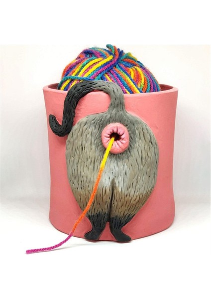 Delikli Iplikli Kedi Iplik Kase Sanat Eseri Tığ Örgü Sepeti C (Yurt Dışından) fırsatları