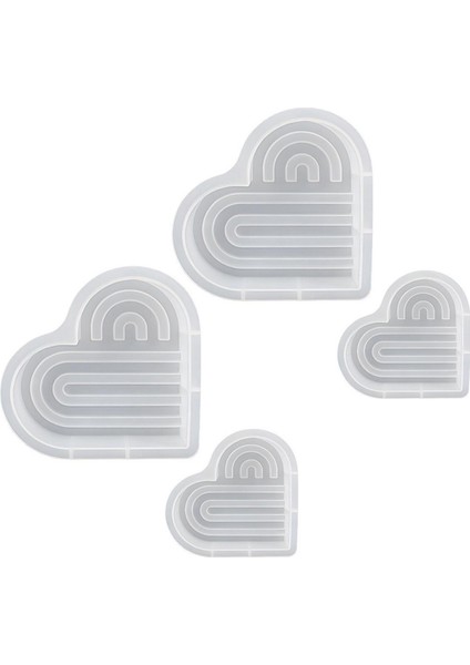 4 Adet Çizgili Kalp Silikon Mum Kalıbı 3D Aşk Kemeri El Sanatları Hediye (Yurt Dışından)