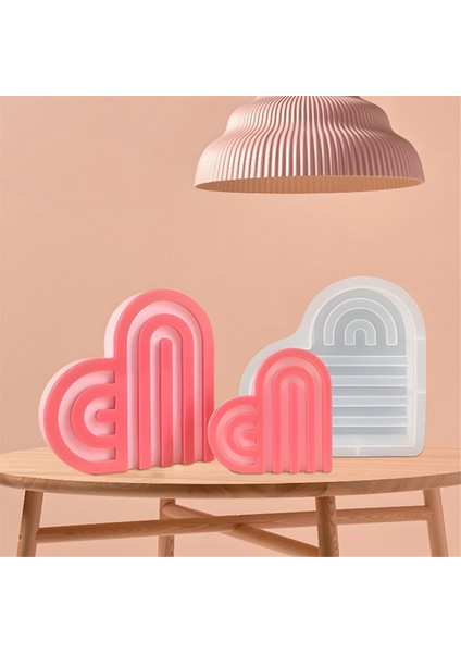 4 Adet Çizgili Kalp Silikon Mum Kalıbı 3D Aşk Kemeri El Sanatları Hediye (Yurt Dışından) modelleri