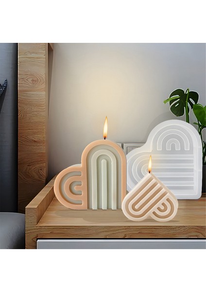 4 Adet Çizgili Kalp Silikon Mum Kalıbı 3D Aşk Kemeri El Sanatları Hediye (Yurt Dışından) fırsatları