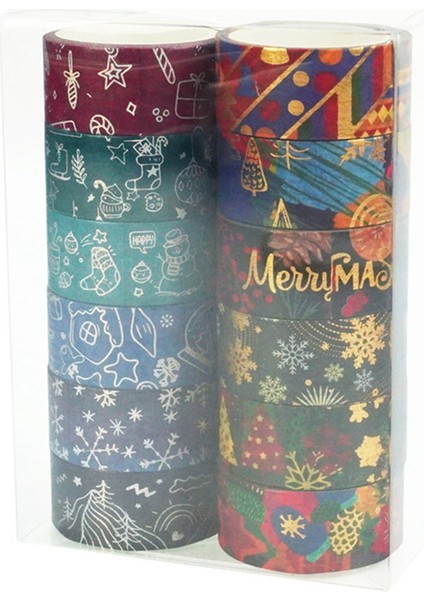 Noel Washi Bant Seti 12 Rulo Sanat Kendin Yap El Sanatları Günlükler Için (Yurt Dışından) fırsatları
