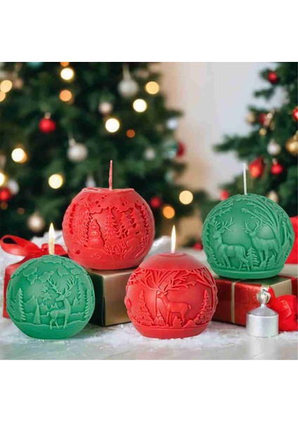 4 Adet Noel Günü Kar Sahnesi Top Mum Kalıpları Silikon Kalıp (Yurt Dışından) fiyatları