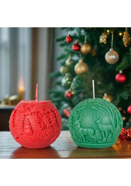 4 Adet Noel Günü Kar Sahnesi Top Mum Kalıpları Silikon Kalıp (Yurt Dışından) modelleri