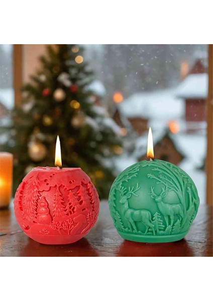 4 Adet Noel Günü Kar Sahnesi Top Mum Kalıpları Silikon Kalıp (Yurt Dışından) indirimleri