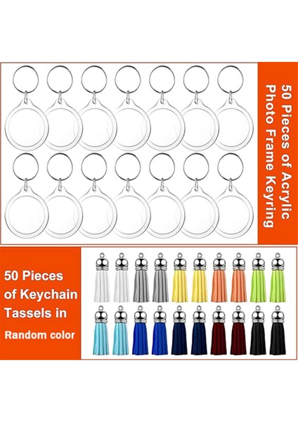 50 Set Püsküllü Akrilik Fotoğraf Anahtarlık Kendin Yap Özel Fotoğraf Ekle (Yurt Dışından) fiyatları