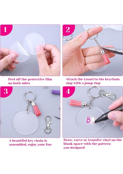 30 Adet Anahtarlık Boşluğu Kendin Yap El Sanatları Için Şeffaf Boş Anahtarlık Seti (Yurt Dışından) modelleri