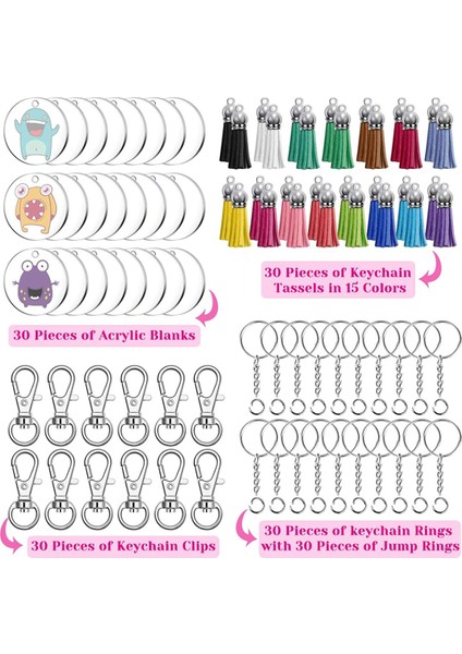 30 Adet Anahtarlık Boşluğu Kendin Yap El Sanatları Için Şeffaf Boş Anahtarlık Seti (Yurt Dışından) fırsatları