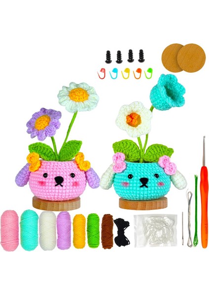 Yeni Başlayanlar Için Tığ Işi Seti Videolu Çan Çiçeği ve Papatya Örgü Seti (Yurt Dışından)