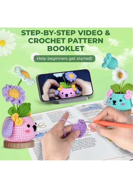 Yeni Başlayanlar Için Tığ Işi Seti Videolu Çan Çiçeği ve Papatya Örgü Seti (Yurt Dışından) modelleri