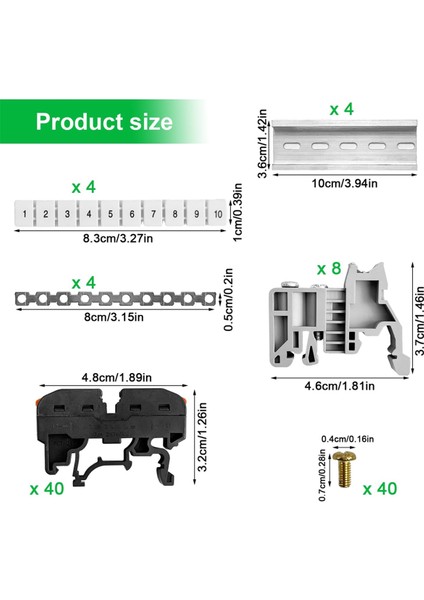 40'lı Paket Dın Ray Terminali,0,08-4 Mm² PCT-211 Dın Ray Terminalleri,siyah Terminal Bloğu Kiti,elektrik Bağlantı Bloğu (Yurt Dışından)