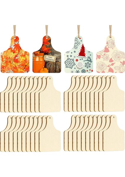 Ahşap Inek Kulak Küpesi Süslemeleri Boyamak Için 40 Adet Kendin Yap Boş Tamamlanmamış (Yurt Dışından)