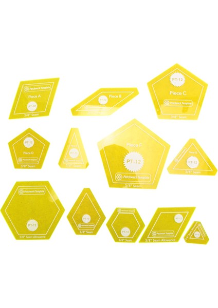 12'li Patchworkingiliz Kağıt Parçalı Yorgan Şablonu Seti (Yurt Dışından)