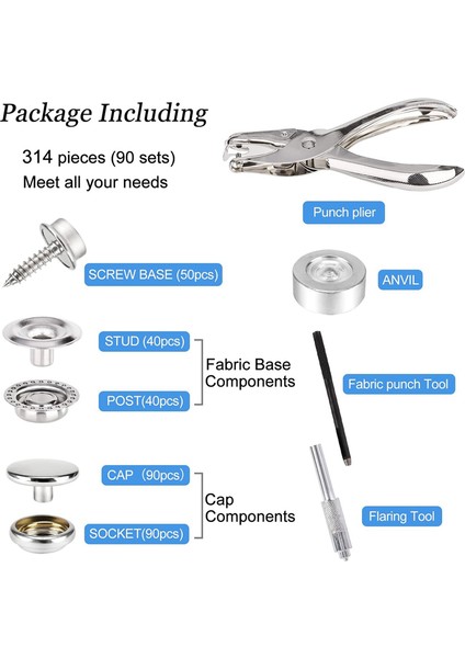 Tuval Çıtçıt Takımı Sınıf Paslanmaz Çelik Çıtçıtlar Ayarlama Aleti 314PC ile (Yurt Dışından) modelleri