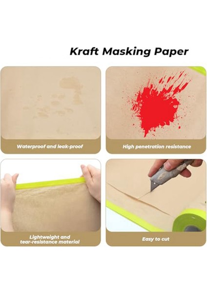 Boyama Için Önceden Bantlanmış Maskeleme Kağıdı 18 İNÇX50 Ayak Kağıt 3 Rulo (Yurt Dışından) fiyatları