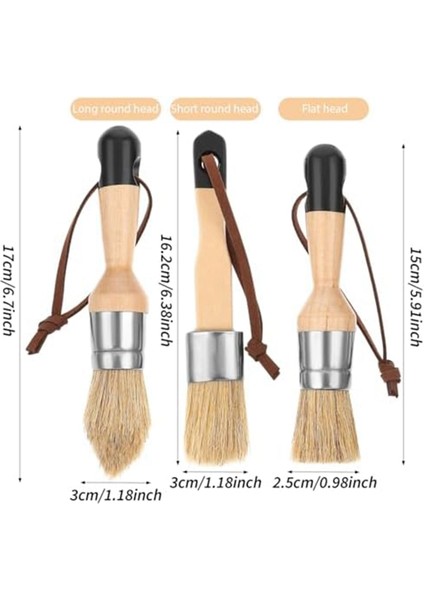 Mobilya Için 3 Adet Tebeşir Boya Fırçaları Düz ve Yuvarlak Tebeşir Boya Fırçaları (Yurt Dışından) fiyatları