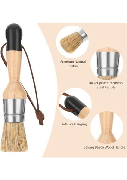 Mobilya Için 3 Adet Tebeşir Boya Fırçaları Düz ve Yuvarlak Tebeşir Boya Fırçaları (Yurt Dışından) modelleri