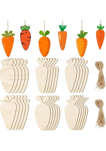 96 Adet Paskalya Ahşap Kesikler Havuç Ahşap Asılı Süsler Tamamlanmamış (Yurt Dışından)