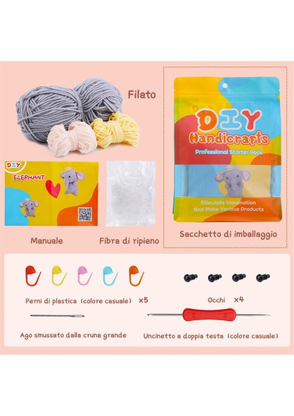 Dıy Fil Örgü Seti Örgü Iplik Iğneleri Peluş Bebek Kolay (Yurt Dışından) modelleri