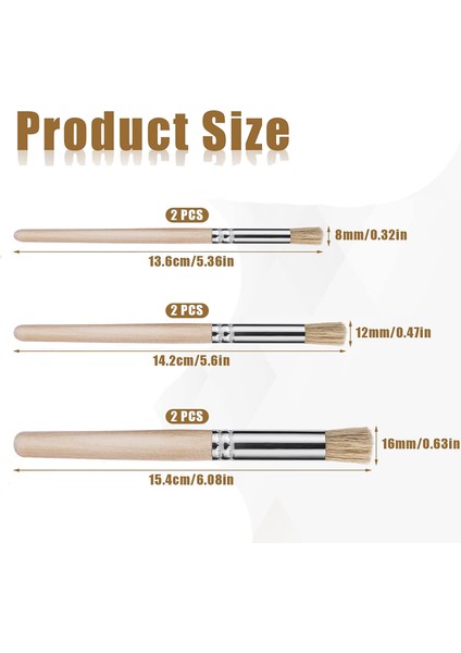 6 Adet Ahşap Şablon Fırçaları Boyama Için Akrilik Boya Için 3 Boyut (Yurt Dışından) fiyatları