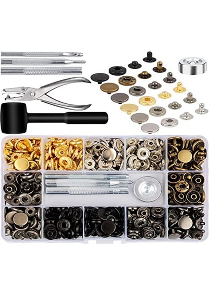120 Takım Metal Çıtçıt Düğmeler Giysiler Vb. Için Aletlerle Birlikte (Yurt Dışından)