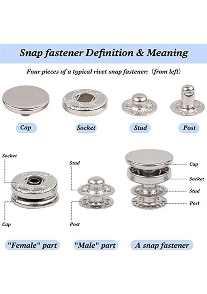 120 Takım Metal Çıtçıt Düğmeler Giysiler Vb. Için Aletlerle Birlikte (Yurt Dışından) modelleri
