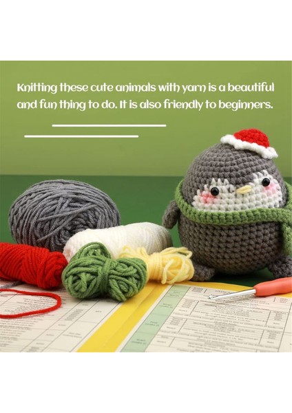 Kendin Yap Penguen Tığ Işi Seti Örgü Iplik Iğneleri Peluş Bebek Gri (Yurt Dışından) modelleri