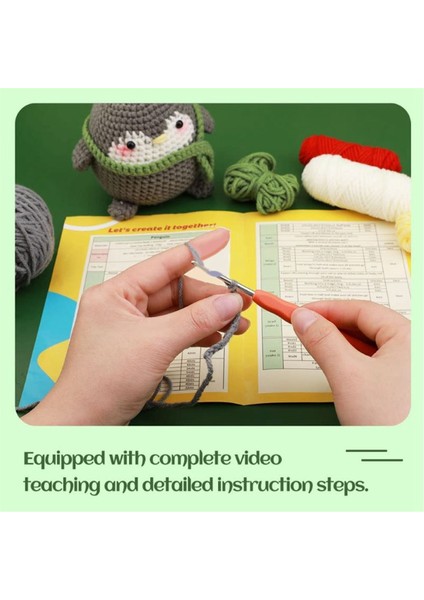 Kendin Yap Penguen Tığ Işi Seti Örgü Iplik Iğneleri Peluş Bebek Gri (Yurt Dışından) fırsatları