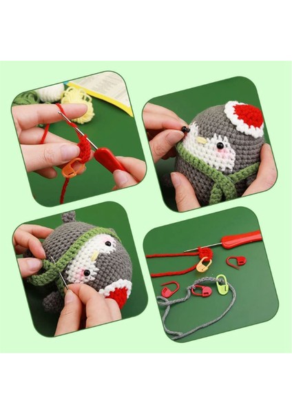Kendin Yap Penguen Tığ Işi Seti Örgü Iplik Iğneleri Peluş Bebek Gri (Yurt Dışından) indirimleri