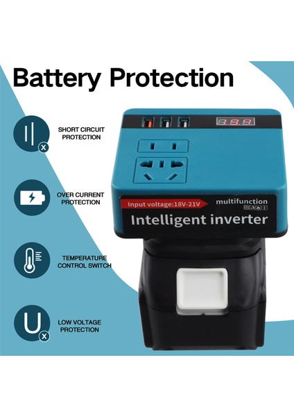 Güç Invertörü Dc Invertör Adaptörü 21V Ila 220V Güç Kaynağı Invertörü Iki Güç Kaynağı ve Pil Için Bir Şarj Ab Fişi (Yurt Dışından)