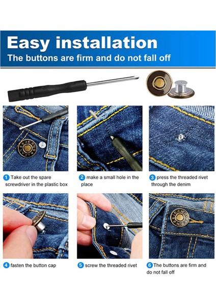 100 Paket Kot Düğmesi Yedek 17MM Çıkarılabilir Kot Aksesuarları (Yurt Dışından) indirimleri