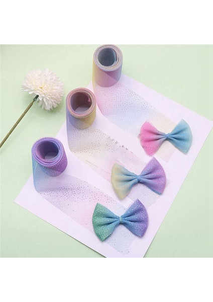 12CMX5 Yards Gradient Gökkuşağı Tül Rulosu Gümüş Nokta Tül Örgü (Yurt Dışından) indirimleri