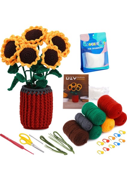 Tığ Işi Seti Dıy Ayçiçeği Bitkisi Tığ Işi Seti (Yurt Dışından)