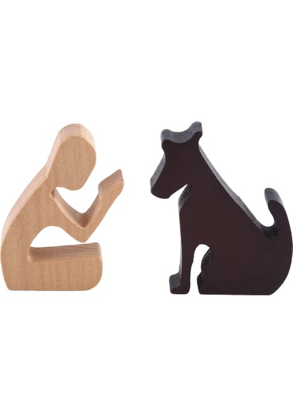 Ahşap Köpek Ailesi Heykeli El Yapımı Ahşap Dekorasyon Adam+Yavru (Yurt Dışından) fırsatları