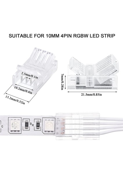 32.8ft Rgb Uzatma Kablosu Tel Kablosu 4 Pin, 10 mm LED Işık Şeridi Konektörleri, LED Rgb Şerit Işığı Için (Yurt Dışından)