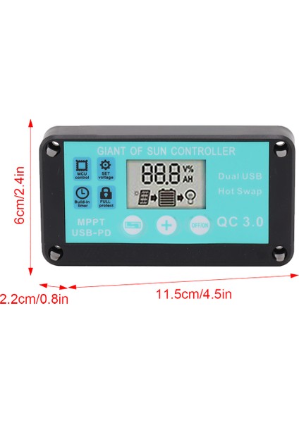 Mppt Solar Şarj Kontrol Cihazı Çoklu Korumalı LCD Ekranlı Solar Solar Qc3.0 Kontrol Cihazı (10A) (Yurt Dışından)