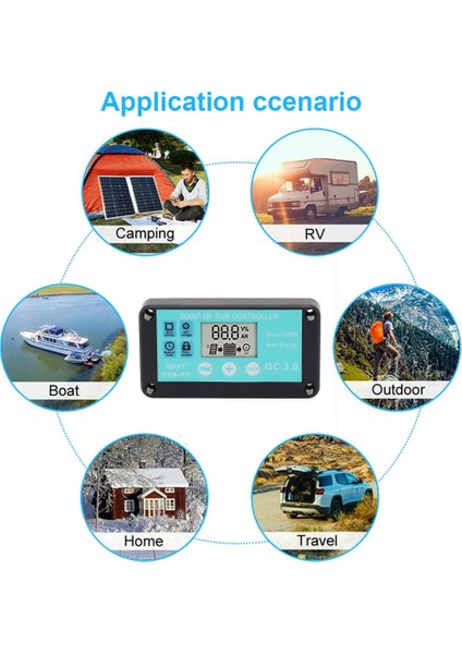 Mppt Solar Şarj Kontrol Cihazı Çoklu Korumalı LCD Ekranlı Solar Solar Qc3.0 Kontrol Cihazı (10A) (Yurt Dışından)