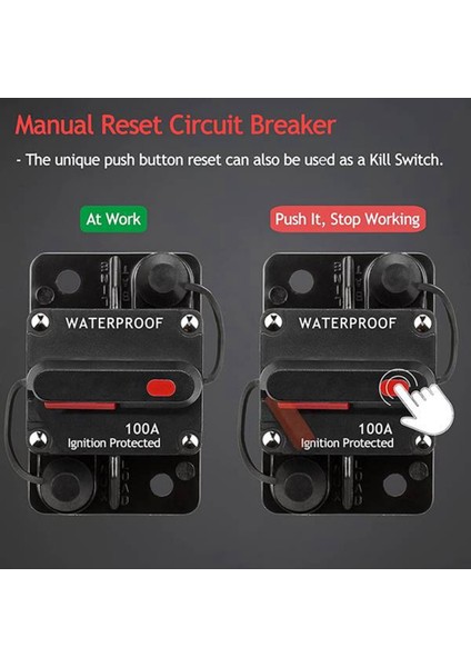3 Adet 100 Amp Araba Stereo Ses Devre Kesici Sigortalar DC12-48V Manuel Sıfırlama Basmalı Düğme Anahtarı Sigortalar (Yurt Dışından)