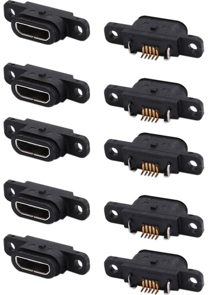 10 Adet Mikro-Usb 5pin Şarj Jakı Soketi Dock Bağlantı Noktası 5p IP67 Su Geçirmez Dişi Konnektör Vida Deliği ile (Yurt Dışından)