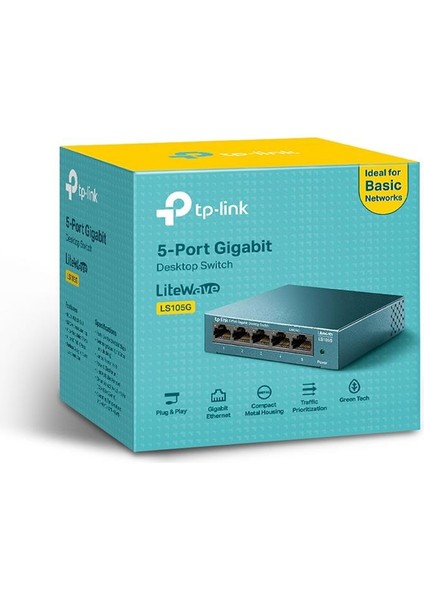 Tp-Lınk LS105G 5 Port Gıgabıt Metal Kasa Swıtch